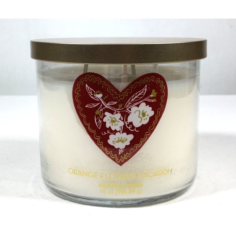Orange Flower Macaron Scented Candle - Threshold 14oz Three Wick - Brand New